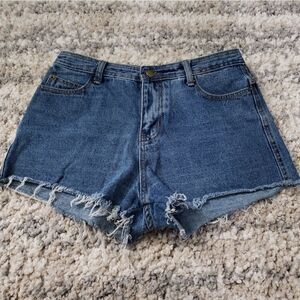 Distressed High Rise Shorts
